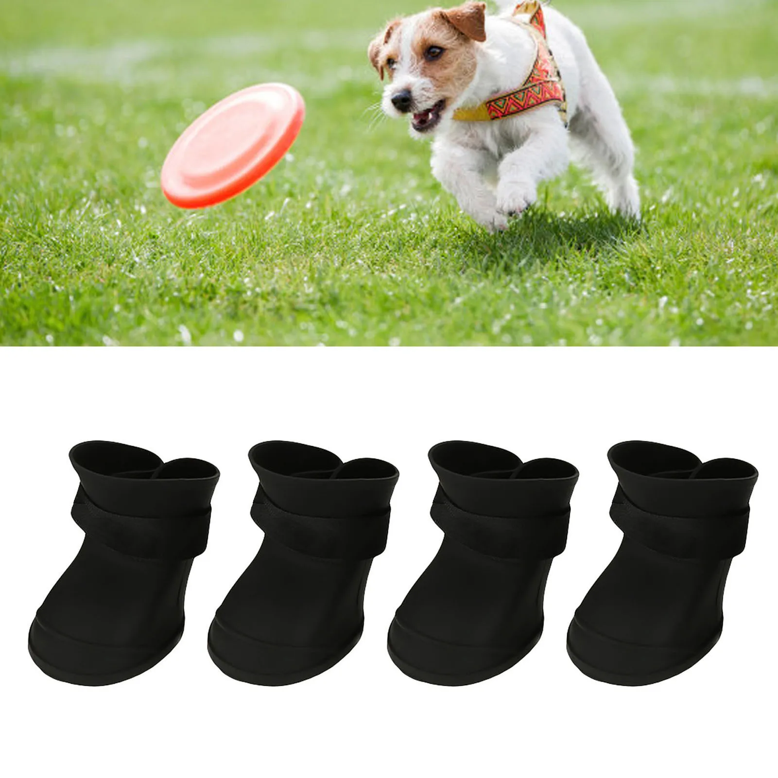 Pet Dog Rainshoes Waterproof Silicone Dog Shoes Anti-Skid Boots For Small Medium Large Dogs Cats Rainy Days Go Out Pet Supplies