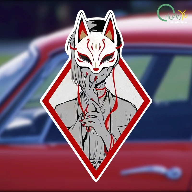 Mask Fox Samurai Girl Car Stickers Laptop Decals Vinyl Pegatinas Waterproof 3M Matt for Helmet Pitcher Luaggage Wall Fridge Home