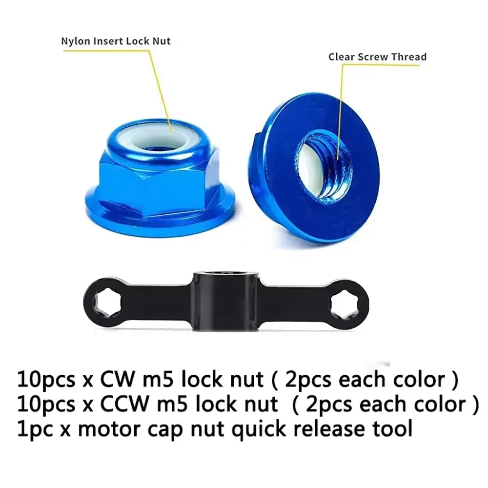 20Pcs M5 Motor Screw Props Nut Flange Nut Propeller Adapter Release Wrench CW CCW for RC FPV Racing Drone 2204 2205 2306 Motor