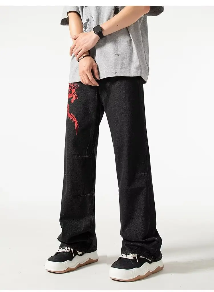 2024 ropa y2k streetwear drachens tickerei sommer neue jeans hose für männer kleidung gerade luxus denim hose pantalon homme – Detail 11
