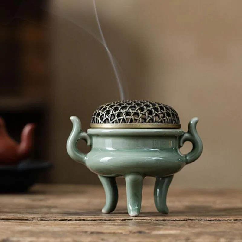 

Печь для ароматерапии Celadon, антикварные штативы, держатель для благовоний из сандалового дерева, ароматическая курильница, чайный домик, украшение дома