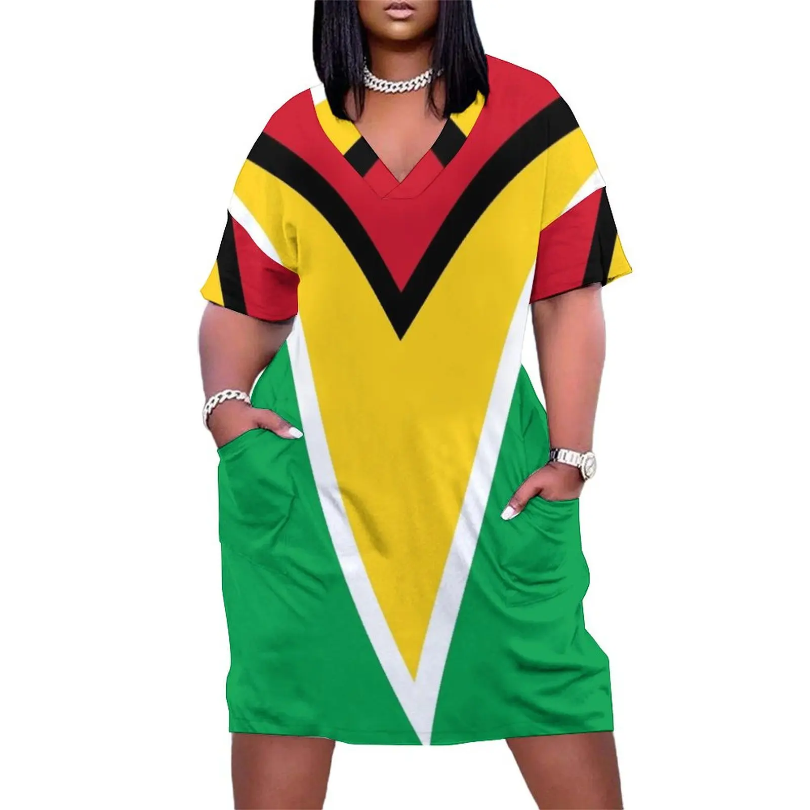 

GUYANA FLAG Loose Pocket Dress summer dress women 2025 Women's dresses