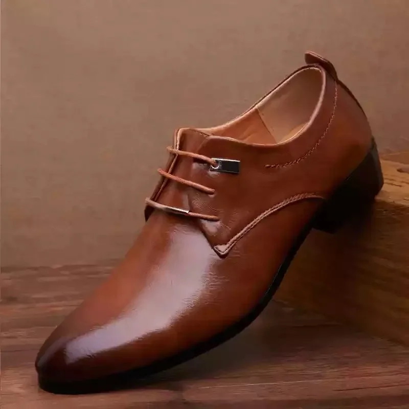 

Pop Men's Fashion Slip-on Leather Shoes, Comfortable And Wear-resistant Formal Shoes Italian Shoes Men Oxford Shoes For Men Wedd