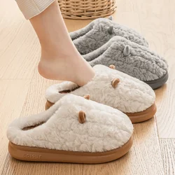 Nowe męskie kapcie do domu Comfort Furry Slides Women Platform Slipper Winter Warm Plush Flats Non Slip Indoor Cute Bedroom Shoes