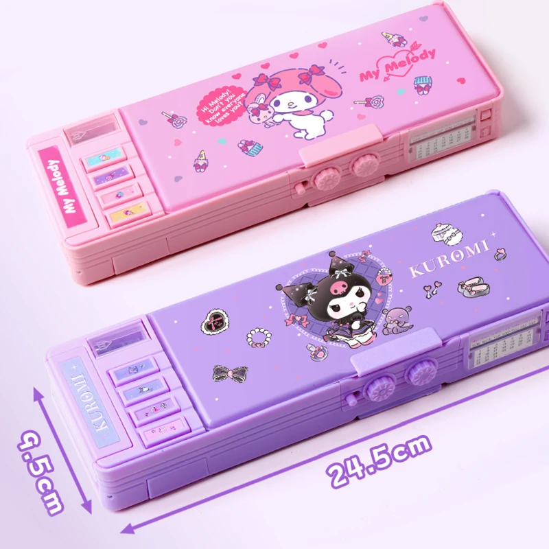 Sanrio Melody-estuche multifunción para lápices, caja de lápices de gran capacidad con cerradura codificada, suministro bonito para estudiantes, regalo de nuevo término genuino para niños