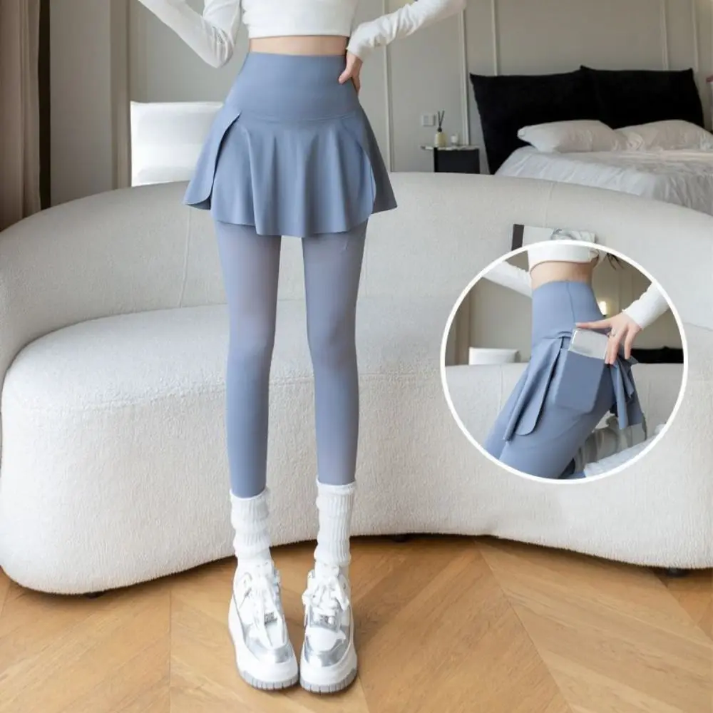 Woman Tights Side Pocket Fitness Legging High Waist Skinny Elastic Leggings Solid Thickened Sports Yoga Pants Women's Clothing