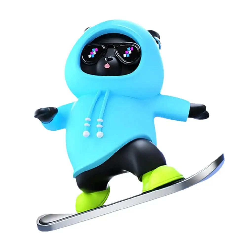 Car Automatic Sliding Skateboard Bear Car Ornaments Cute Bear Driving Car Moving Mobile With Accessories Decoration Interio N6z6