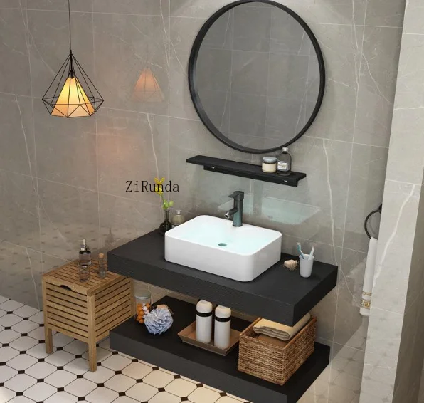 Armário de banheiro de mármore, lavatório nórdico, combinação de armário de banheiro, lavatório