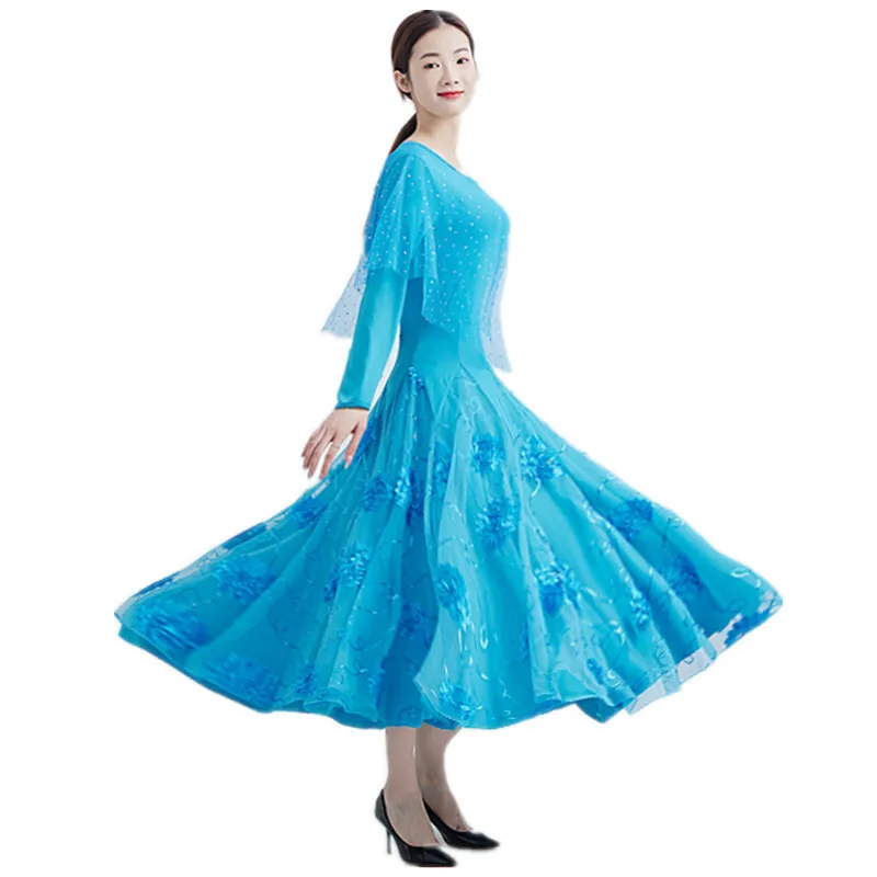 Modern Dance Blue Waltz Dress Social Dance New Performance Dress Modern Performance Dress Dance Dress Big Swing Dress