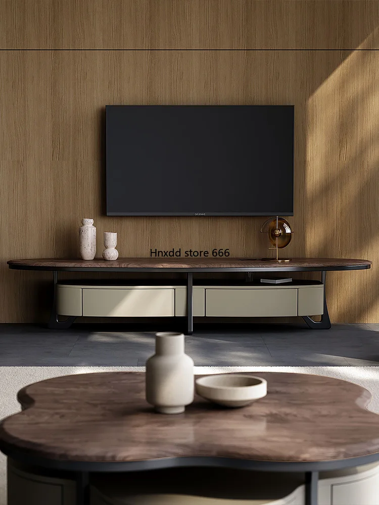 Italian minimalist solid wood TV cabinet simple modern home