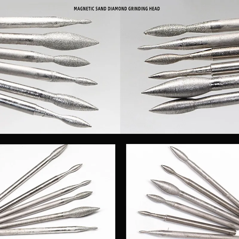 Diamond J Needle/ Olive Burr/600#1200#Fine Grit Polishing Bit/ 2.35mm Shank/ Jade Stone Emerald Carving/ Finishing Grinding Head