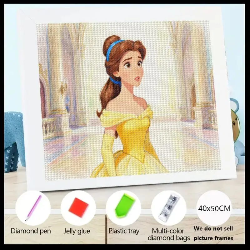 

1 шт., алмазная живопись принцессы Диснея Белль, 5D художественный набор, набор для рукоделия с кристаллами «сделай сам», мозаика со сверкающими драгоценными камнями, идеально подходит для детей и