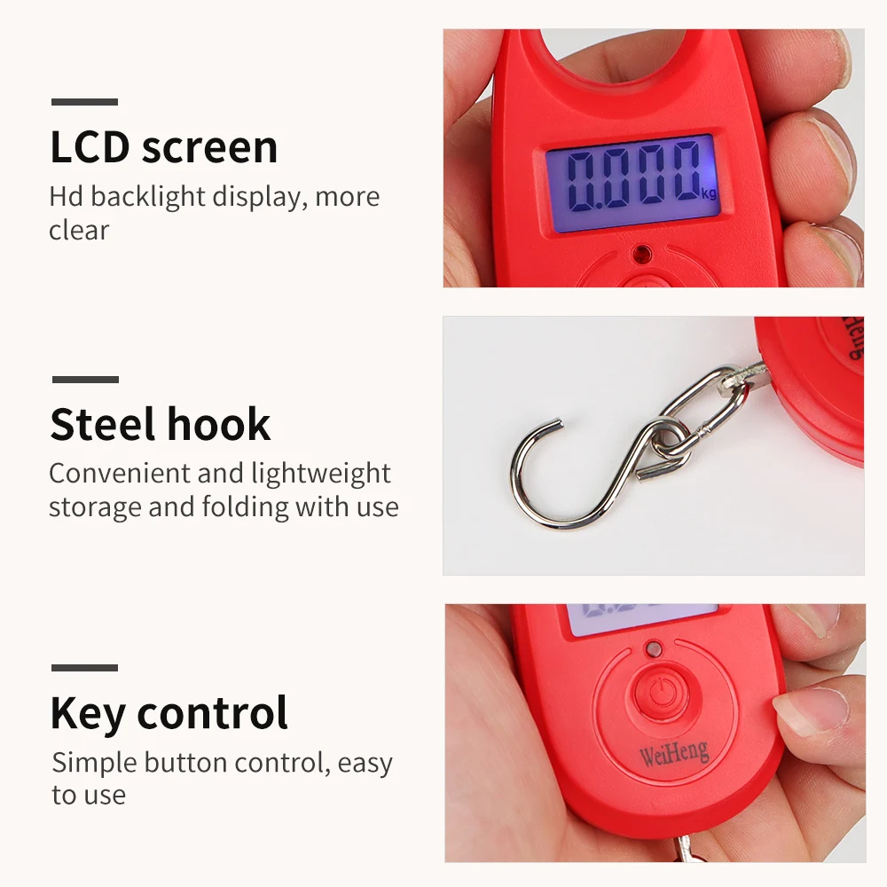 25kg 5g Mini Digital Hook Scale Portable Electronic Hanging Scale Precision Luggage Fishing Pocket Weighing Scales with Backlit