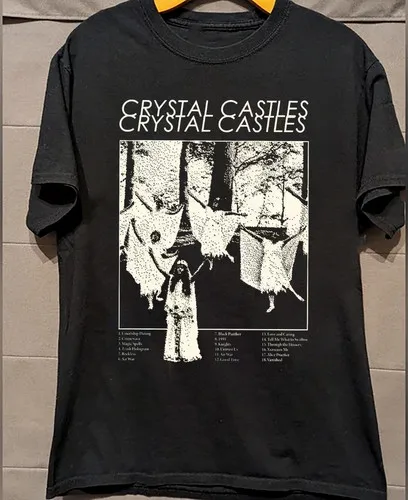 Crystal Castles Band Album Black T-Shirt, Loose Casual, Pure Cotton, Couple Style, All Seasons Streetwear Shirt  men clothing