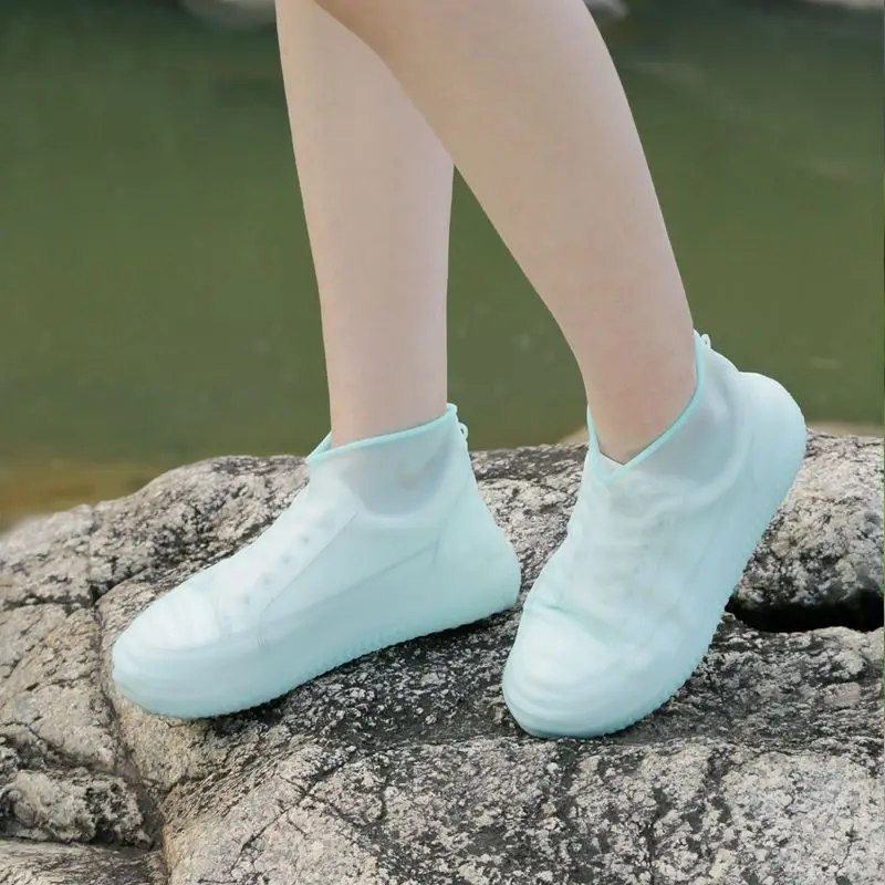 Waterproof Silicone Shoe Covers Anti-Slip Thickened Rain Overshoes Reusable Portable Outdoor Footwear for Kids Adults