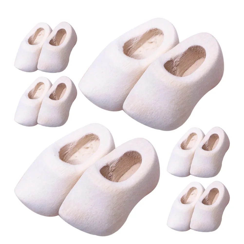 

6 пар миниатюрных деревянных сабо, неокрашенные деревянные туфли, заготовки для поделок, аксессуары для миниатюрных сцен, мини-заготовки для обуви, мини-туфли