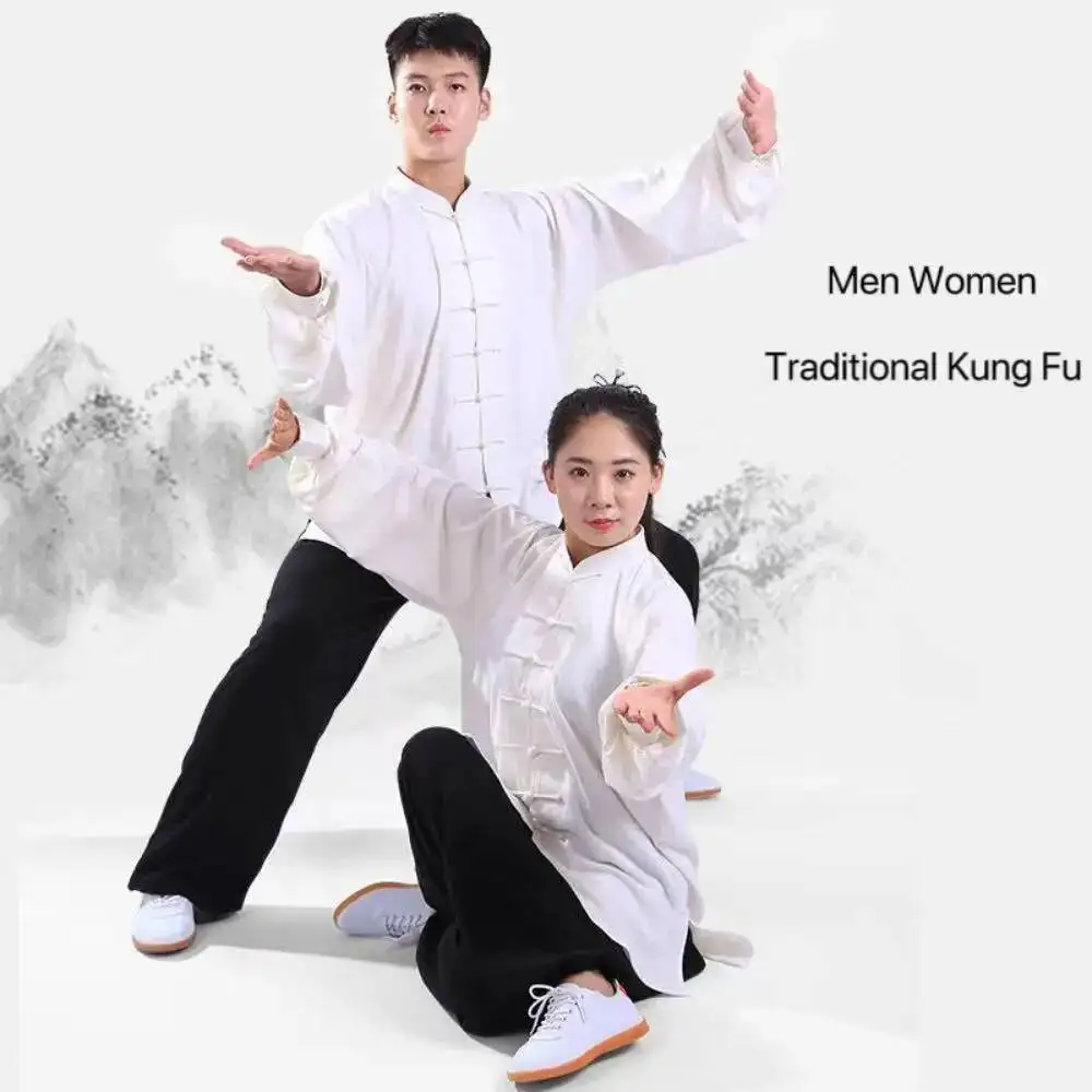 Classic Kung Fu Suit Men Women Traditional Chinese Anti Sleeve Tai Chi Practice Costume Vintage Men Women Martial Tops Shirt Dad