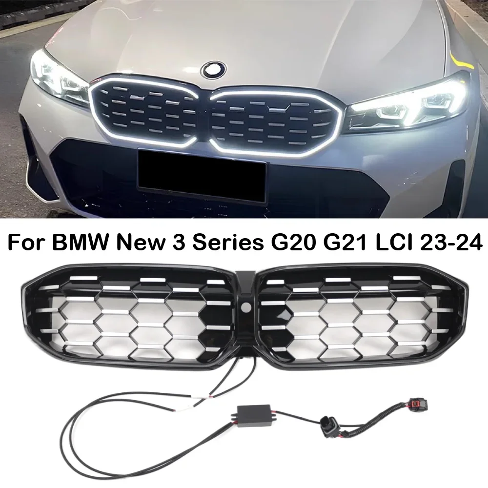 New LED Light Grille for BMW New 3 Series G20 G21 Facelift LCI 2023-2024 Kidney Grille LCI Front M3 Grill 320i 325i 330i M Sport