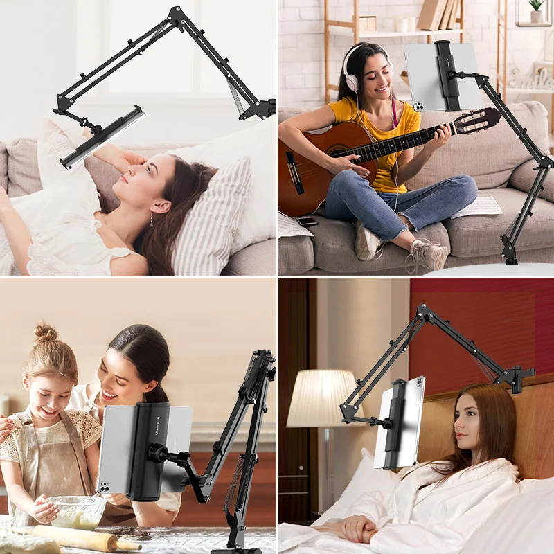 Ulanzi T2 Metal Desktop Stand Long Arm Tablet Stand Bed Desktop Lazy Bracket Support IPad Smartphone Holder Microphone Boom Arm