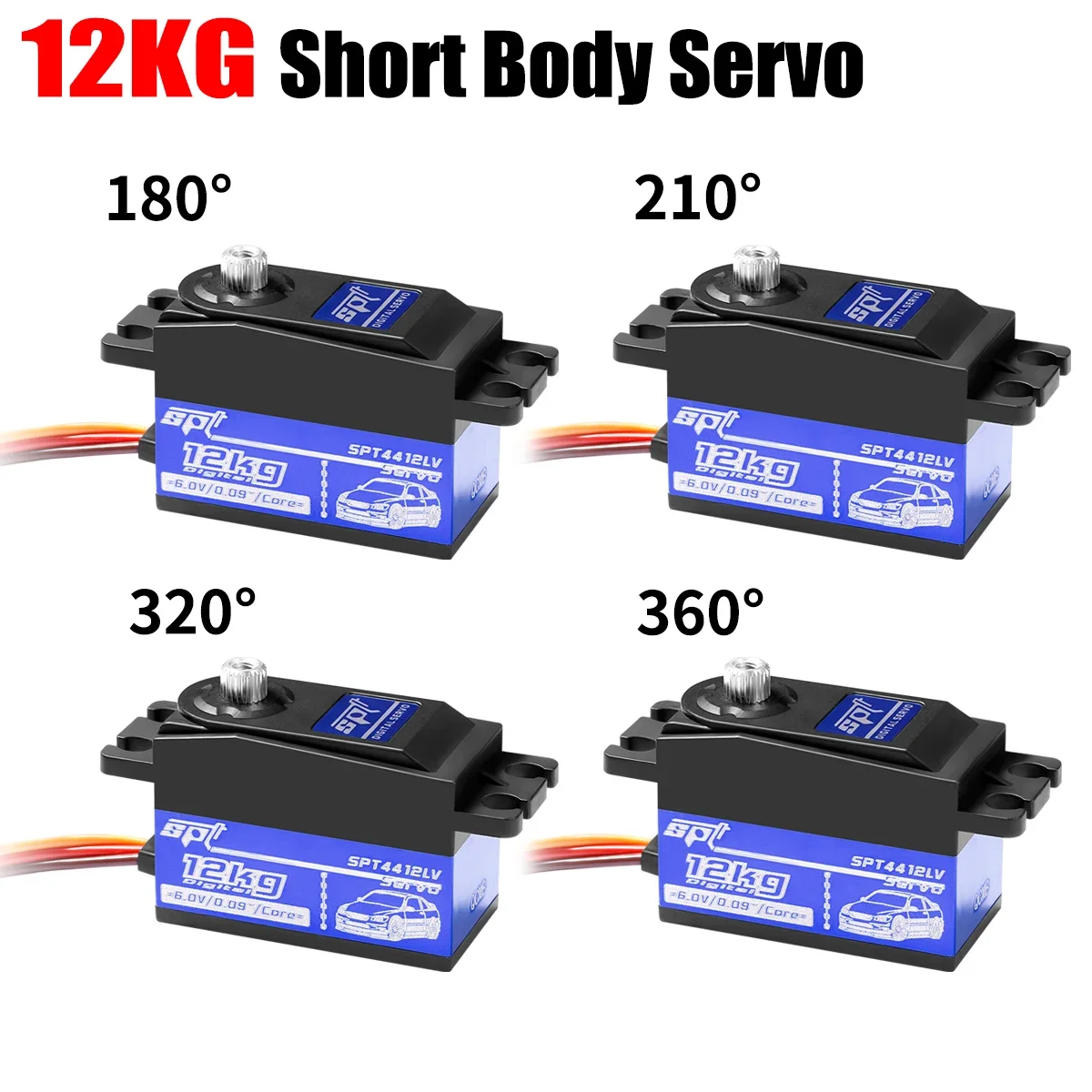 SPT 12kg 4412LV Short Body Large Torque Digital Metal Servos for RC Car Crawler SCX10 TRX4 Drift 3D Fix-Wing Robot Parts