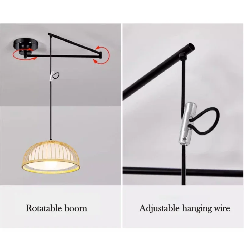 Hot Selling Chandelier Minimalist Modern Extendable Rotating Long Pole Lamp Folding Swing Arm Chandelier Indoor Lighting