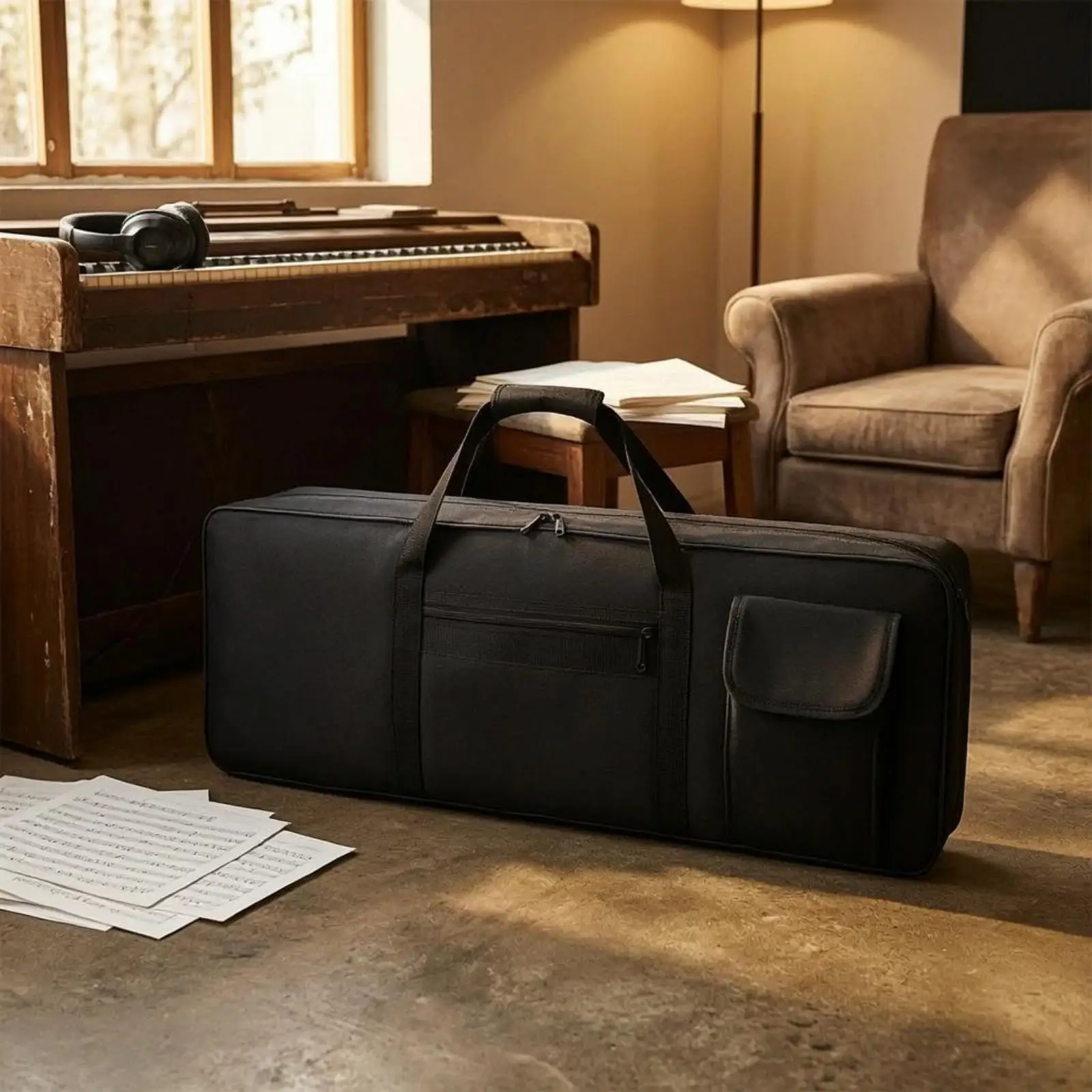 Padded Keyboard Carry Bag Structured Zippered Keyboard Bag Portable Music Accessory