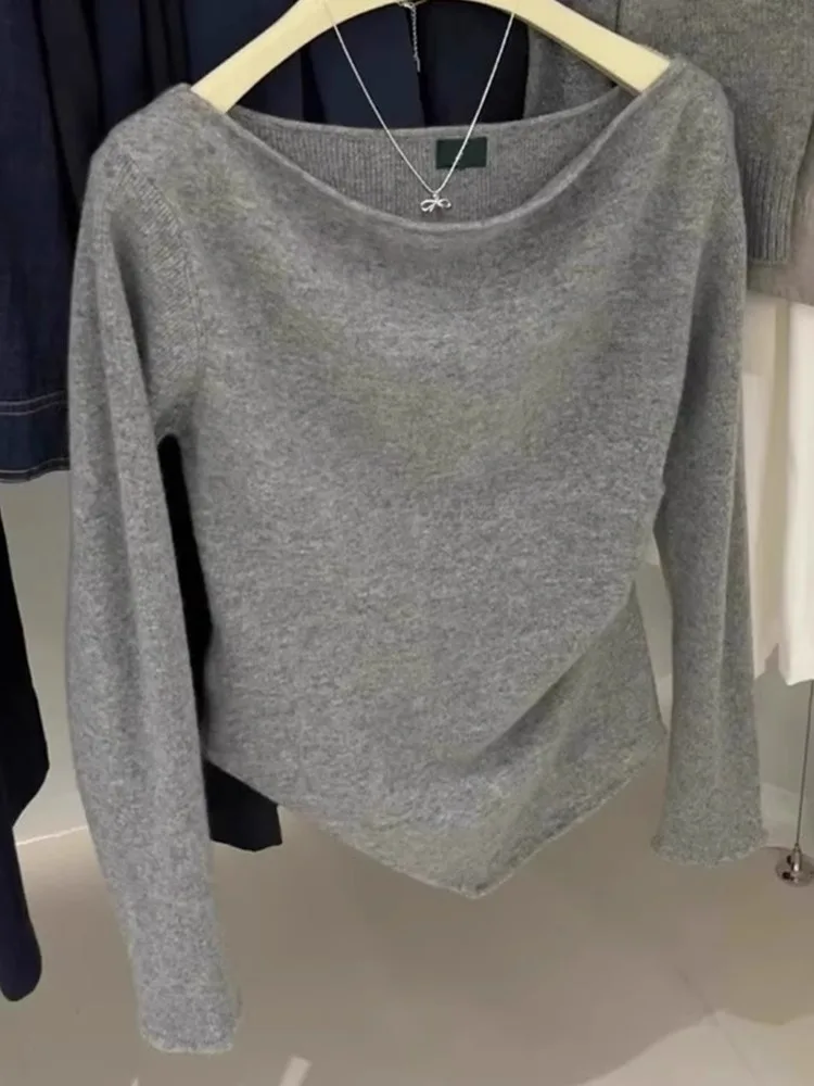 Faionable عارضة طويلة Sve متماسكة أعلى مريحة الطبقة قاعدة Ele irt الكورية Sle مستقيم قطع الخريف ارتداء