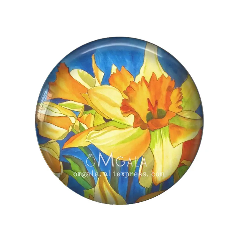 10pcs/lot Vintage Floral Beautiful Flowers Art Patterns 12mm/14mm/20mm Round Glass Cabochon Dome Demo Flat Back Making Findings