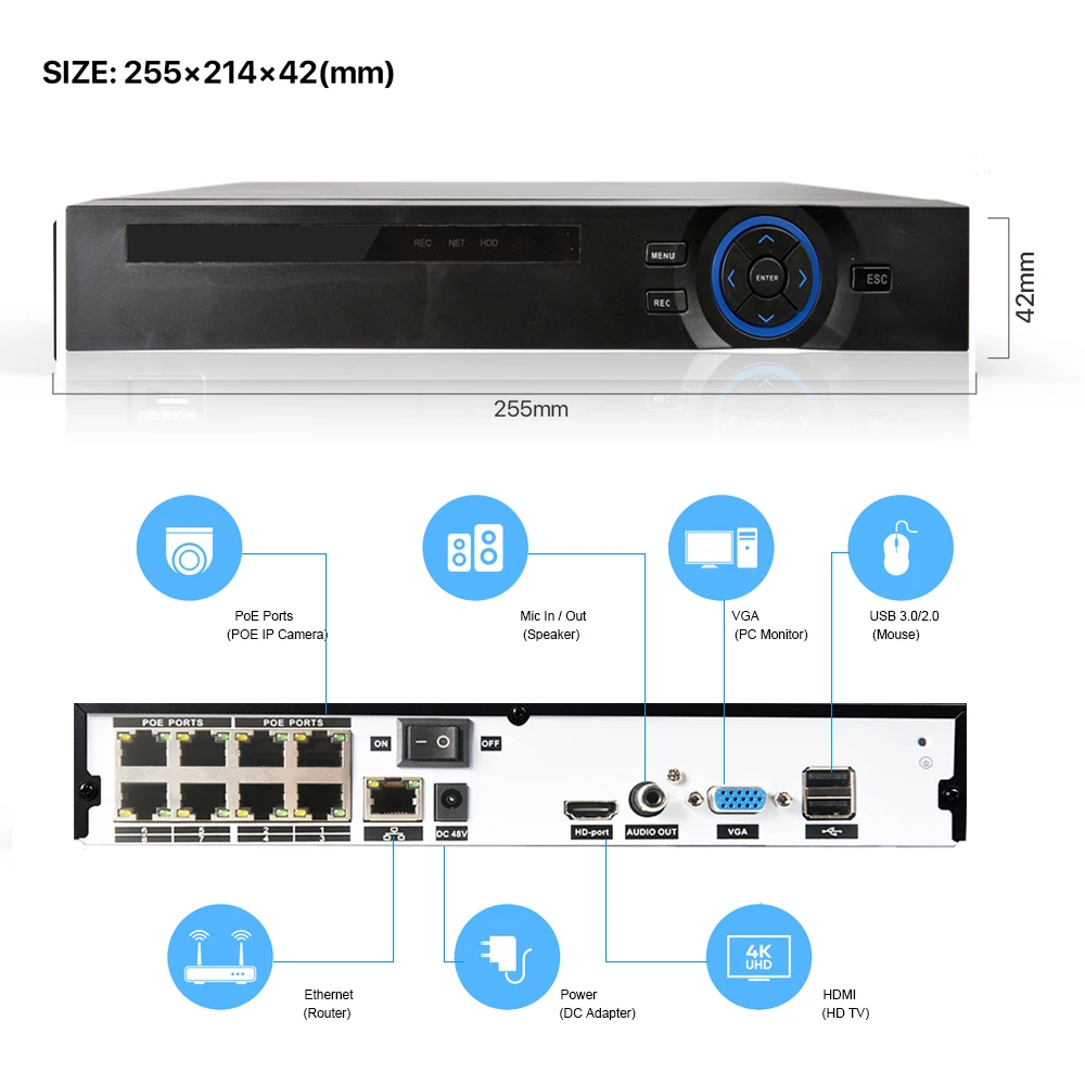 Imagem -06 - Sistema de Câmera de Segurança Cctv 8mp 5mp Gravação de Áudio Ip66 ao ar Livre à Prova d Água ip Câmera Poe Kit de Vigilância de Vídeo Onvif H.265 4k