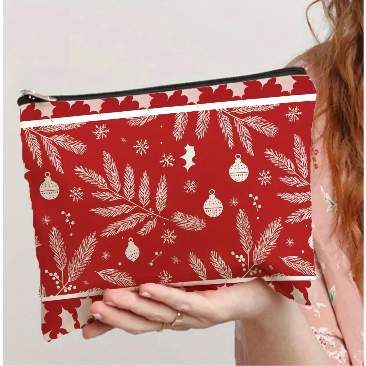 クリスマス柄の化粧ポーチ - 多機能ジッパーポーチ、ジュエリー収納バッグ、旅行に最適なジッパー付き小型収納バッグ。