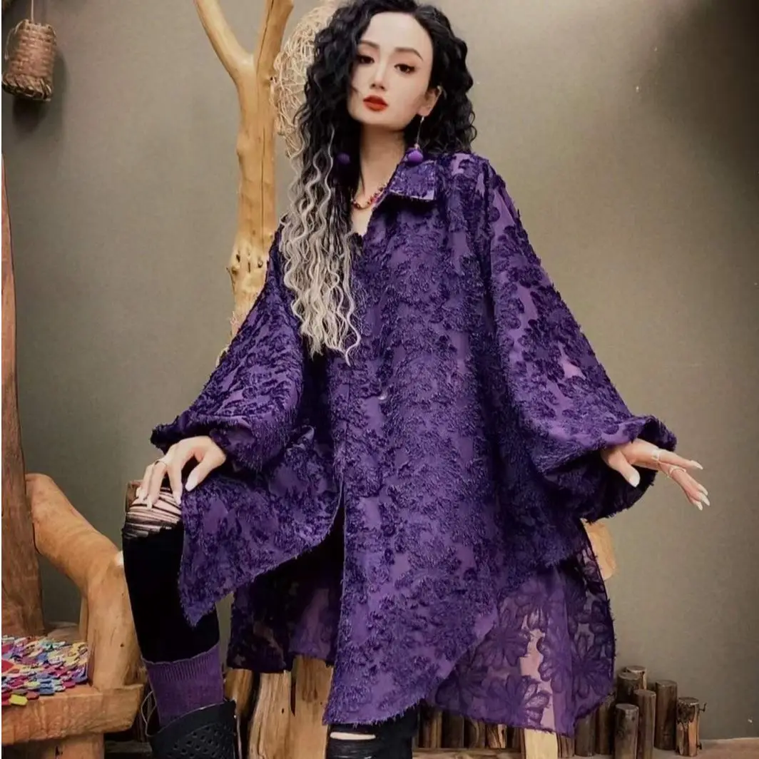 Korean Style Lace Shirt Women's Loose Long Sleeve New Spring Summer Fashion Elegant Sun Protection Collar Button up Blouse