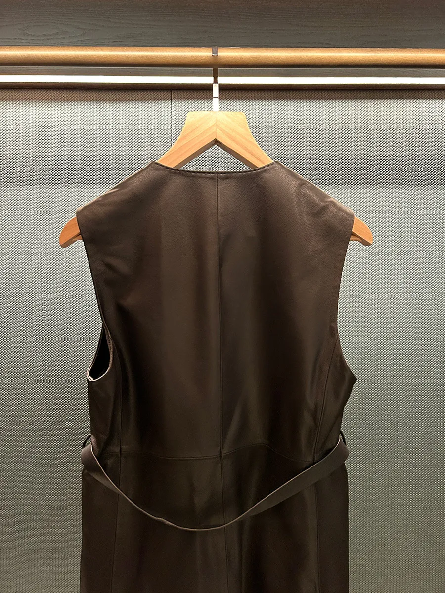 가을/겨울 패션 양가죽 정장 조끼 롱 여성용