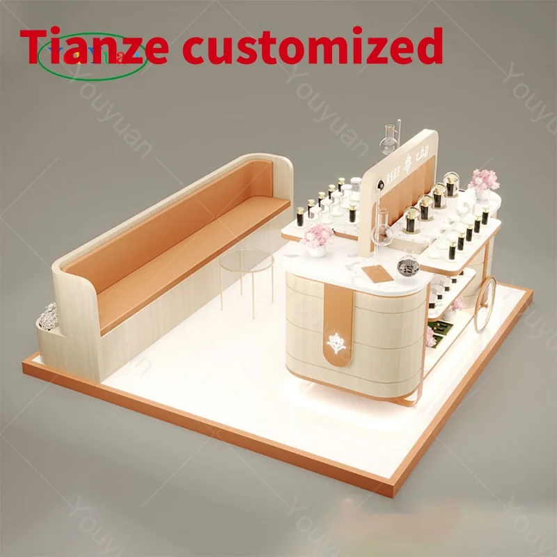 (Customized) retail makeup kiosk design shopping mall cosmetic kiosk display customized perfume showcase display cabinet