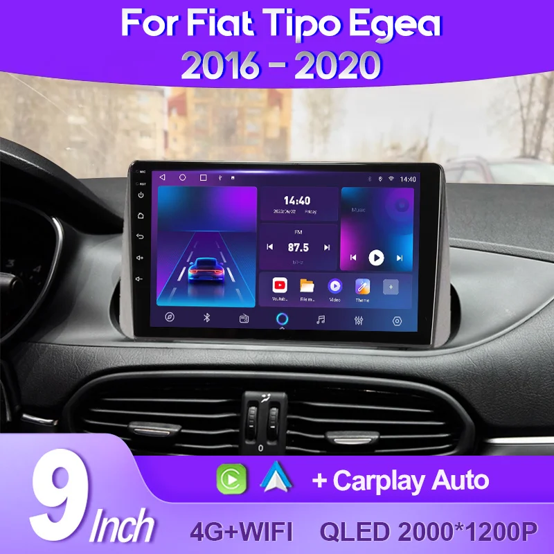 

Автомагнитола QSZN для Fiat Egea Tipo 2016- 2020 2K QLED Android 13, мультимедийный видеоплеер с GPS, голосовым ии, головное устройство для CarPlay 4G, стерео