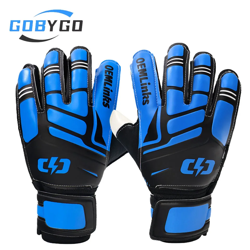 GOBYGO 1Pair Goalkeeper Gloves Kids PU Wear Resistant Anti-slip Thickening Handguard Adults Children Football Sports Gloves