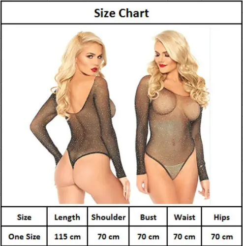 Fishnet Body Sexy Lingerie Bodysuit Rhinestone Off Shoulder Sexy Underwear Women Mesh Fish Net Slim Babydoll Catsuit Leotard Top