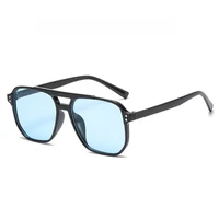 Fashionable Large Frame Retro Sunglasses Double Bridge Rice Nail Design Anti-UV Sun Protection Eyewear for Men Women 6