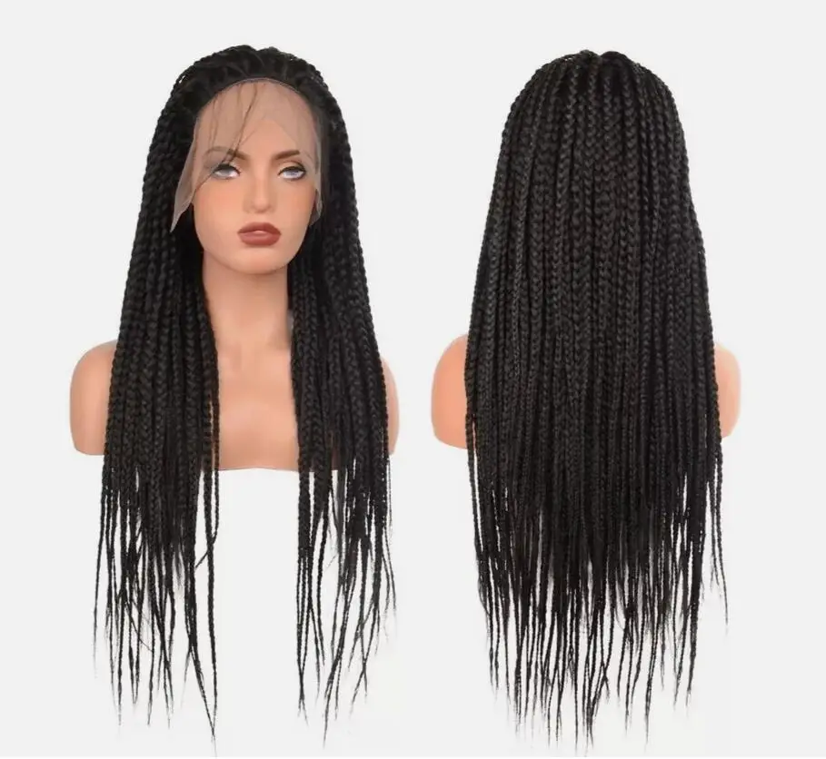 Box Braided Wigs for Black Women Box Braids Lace Front Wigs Synthetic Crochet