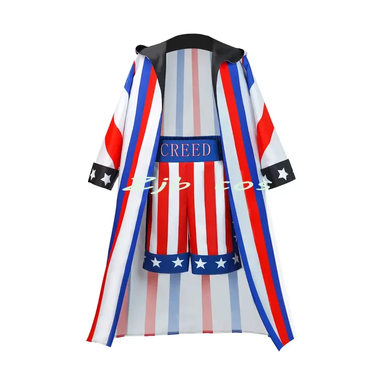 Adonis Creed Cosplay Boxing Shorts Robe Men Hooded Cloak Shorts Belt Roleplay Fantasia Halloween Carnival Party Clothes Disguise