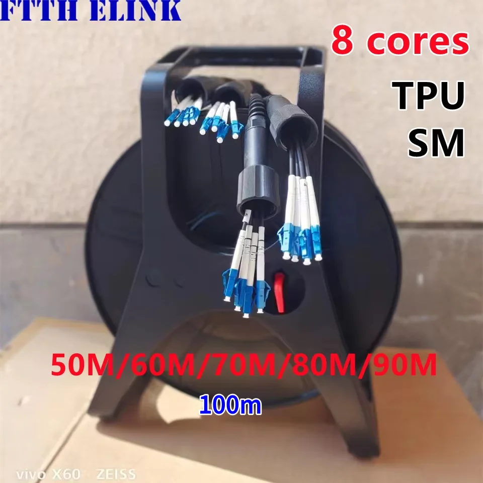 

Оптический патч-корд 8C TPU LC-LC бронированный 50м/80м/90м/100м, 8 волокон, с барабаном PCD235, SM LSZH 5мм, водонепроницаемый, одномодовый, для наружного применения, CPRI