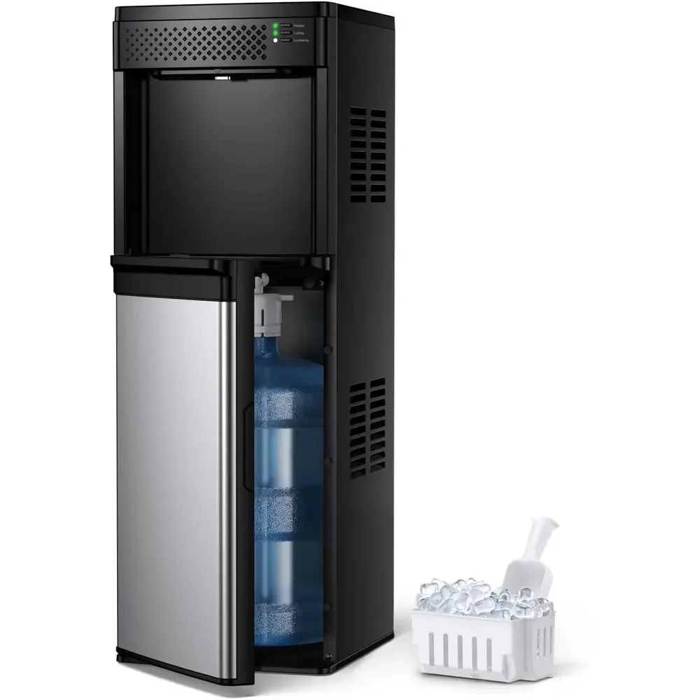4-in-1 Bottom-Load Water Dispenser with Ice Maker, Hot/Cold, 3-5 Gallon, 33 lbs Daily Ice, Childproof Lock, Black