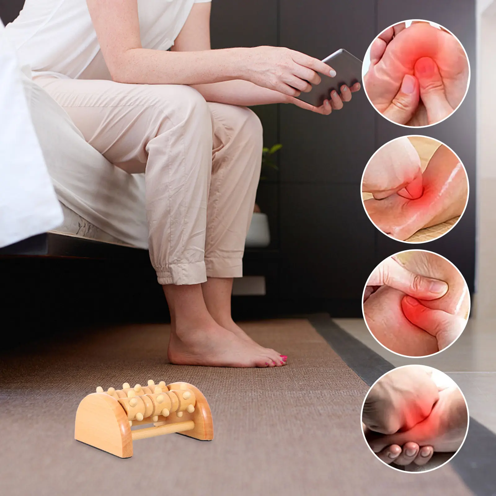 

Массажный ролик для ног из натурального дерева для снятия боли в пятках, лечения подошвенного фасциита, глубокой стимуляции мышц, расслабления стоп и улучшения здоровья