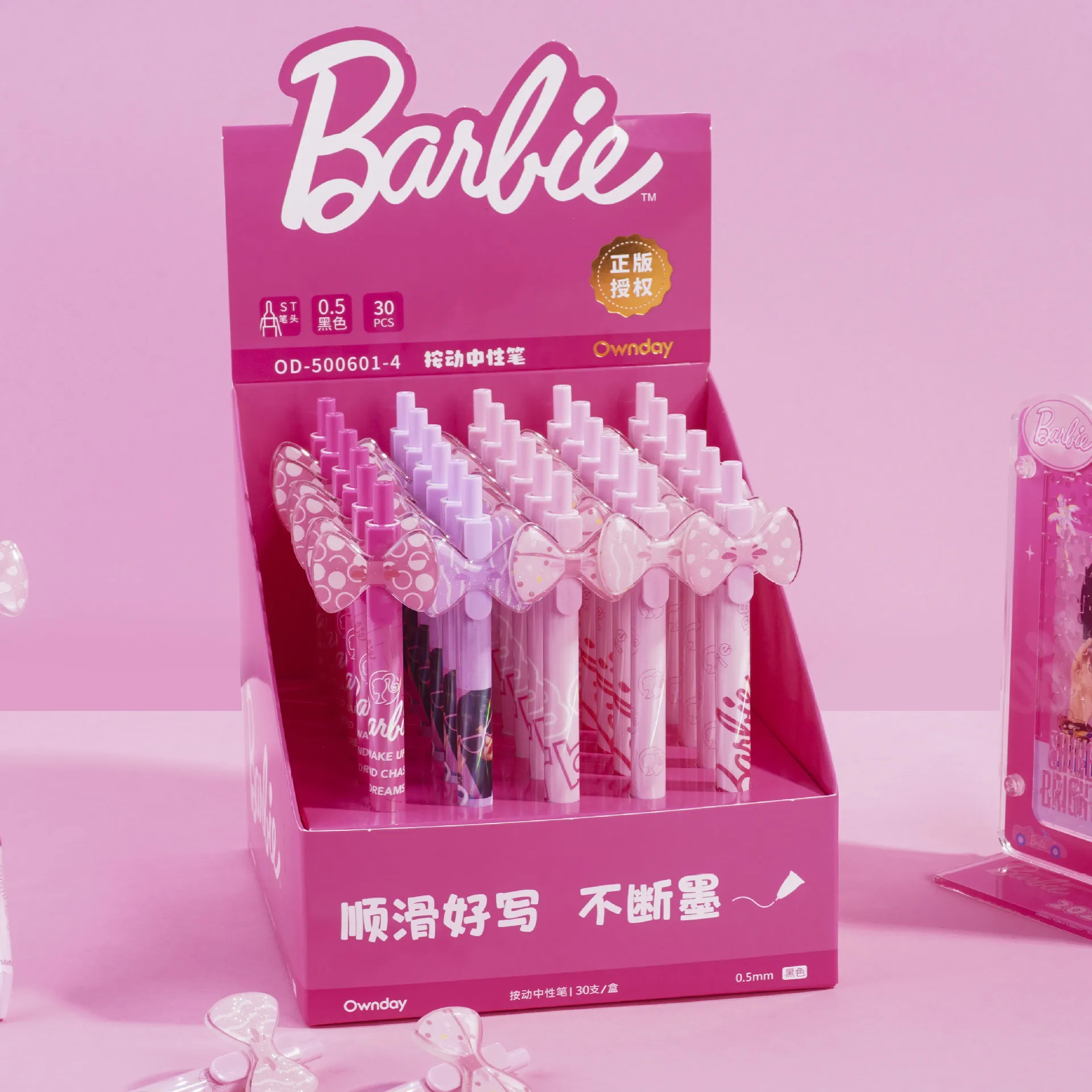 Mininstants-Barbie Bow souhaits Water Pens for Students Learning Prizes, Cartoon Pen, New Barbie Signature Pens, Stacquering, 30PCs