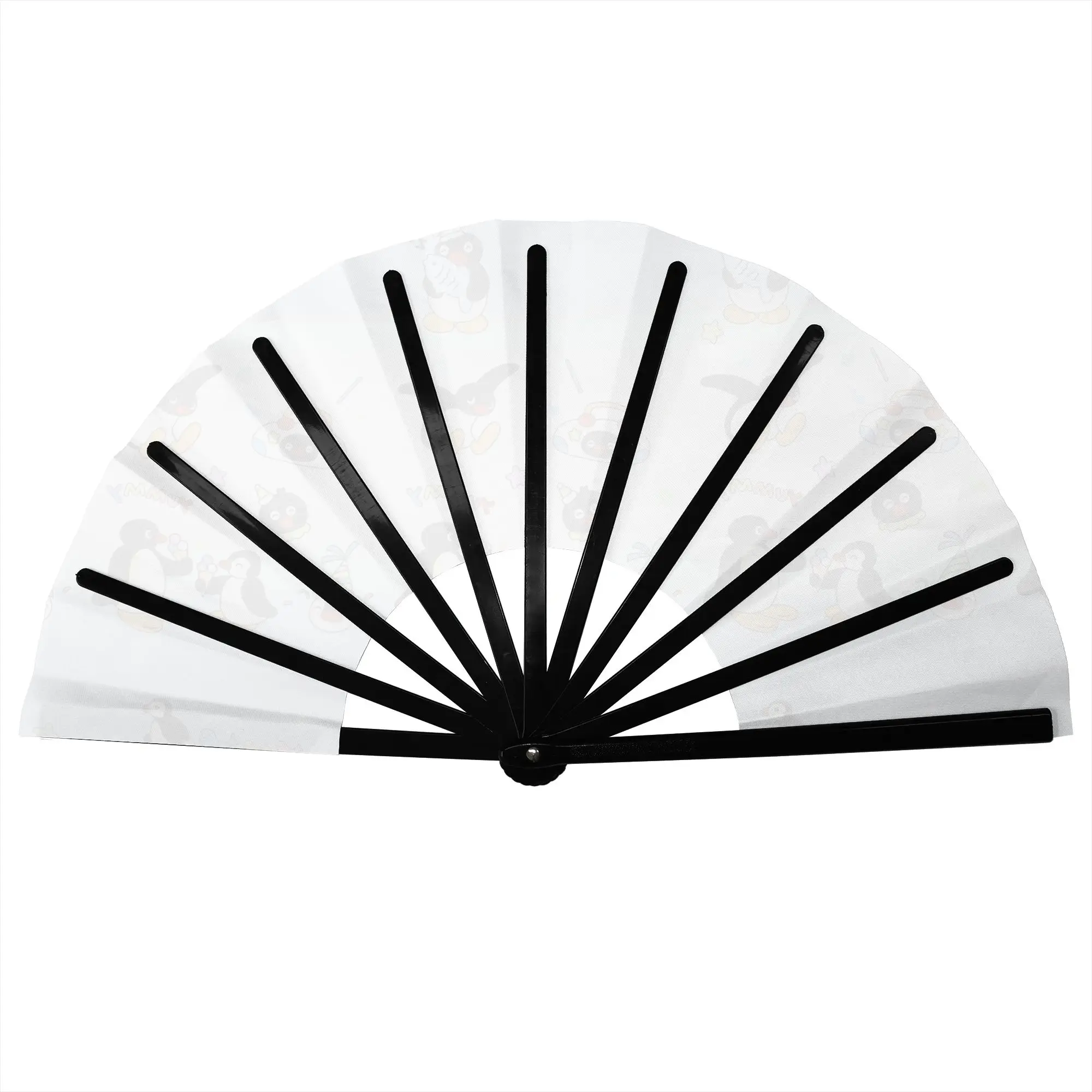 Customized Penguin Cartoon Manga Portable Pocket Fan Outdoor Japan Polyester Folding Fan Chinese Dance Handheld Cooling Fans