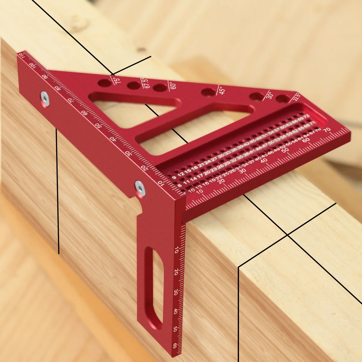 Aluminiumlegierung 3D-Holzbearbeitungs-Winkelmesser, Mehrzweck-Dreiecksmessgerät, Markierungs- und Messlineal, Holz-DIY-Layout-Handwerkzeug – Detail 13