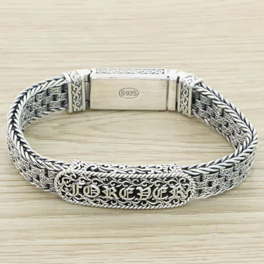 China-Chic Thai Silver Fashion Punk Jewelry Premium Sterling Silver Bracelet Woven Bracelet for Men and Women Vintage Fashion Br