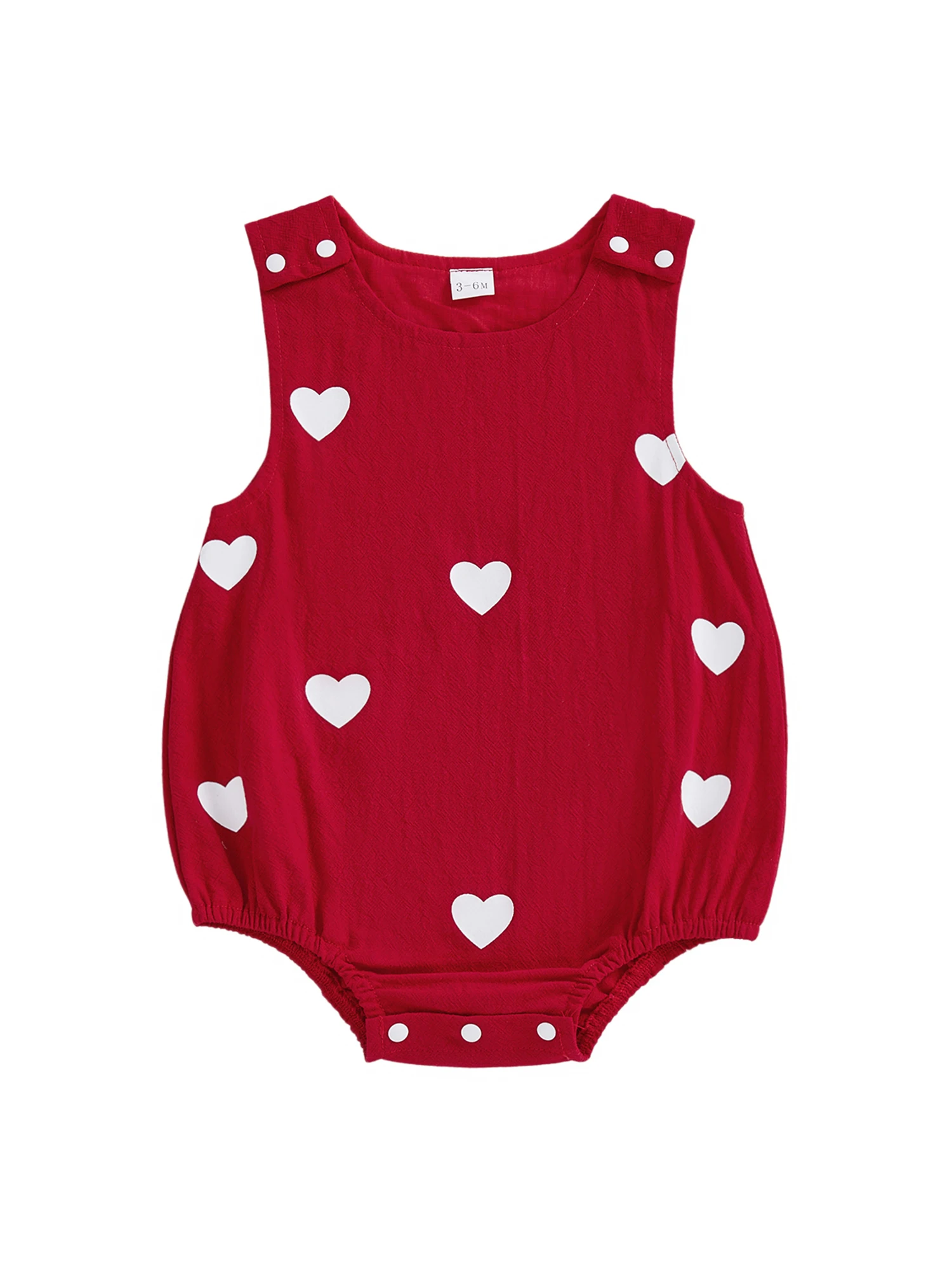 

Infant Boy Valentine s Day Romper Sleeveless Heart Print Round Neck Cotton Linen Toddler Jumpsuit Outfit for Newborns