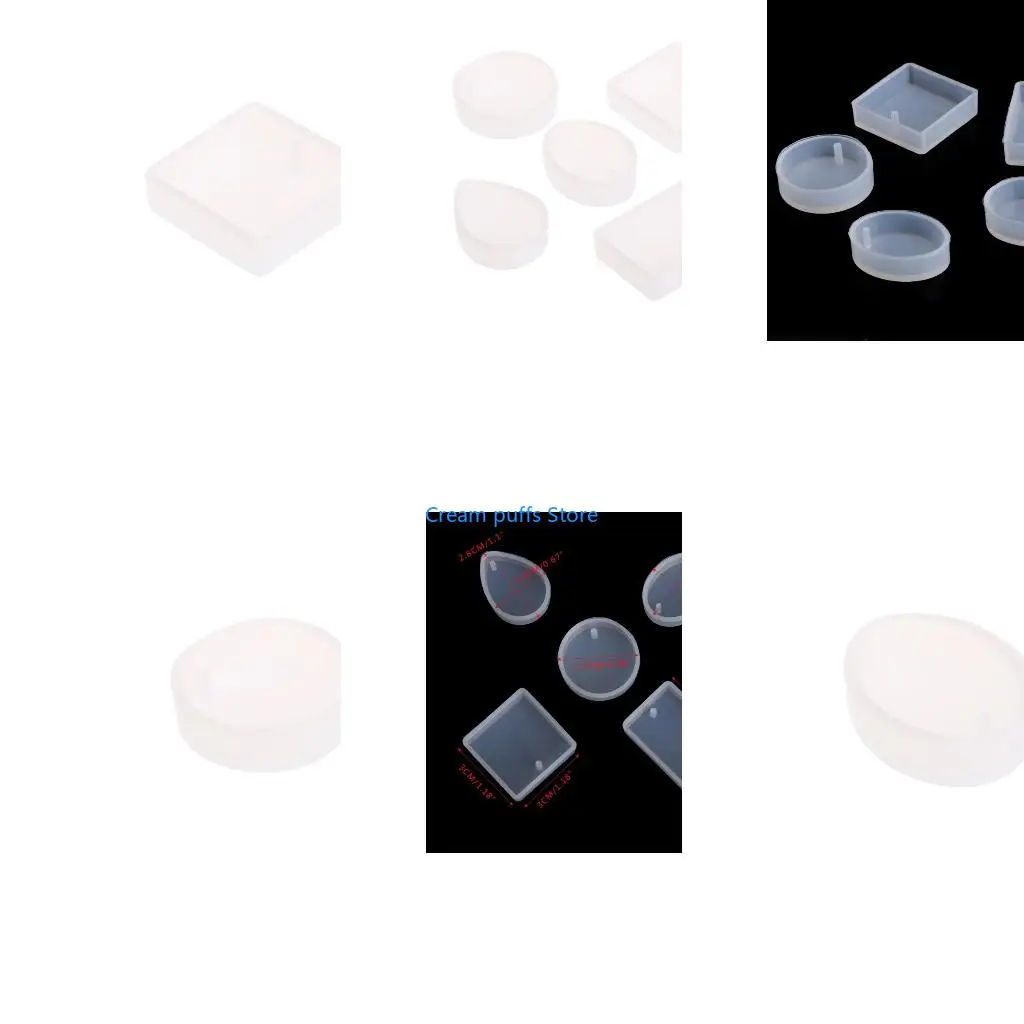 50LE Silicone Mold Set of 5 Mini Transparent Decorative Epoxy Resin Moulds for DIY Necklace Earrings Jewelry Making Accessory