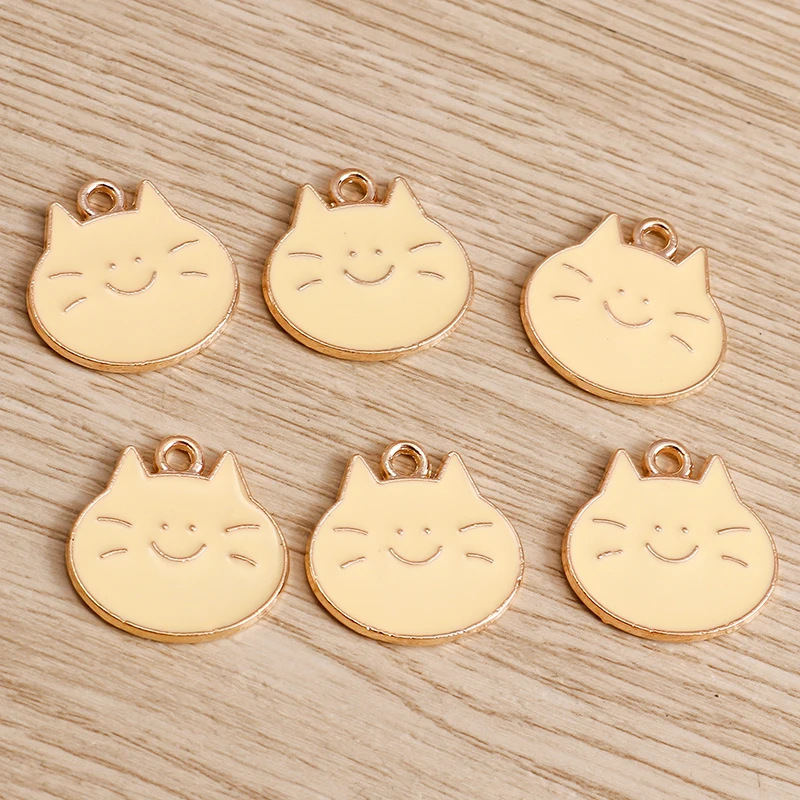 10pcs/lot Cartoon Enamel Animal Cat Charms for Women DIY Earrings Pendants Necklaces Handmade Bracelet Decoration Jewelry Making
