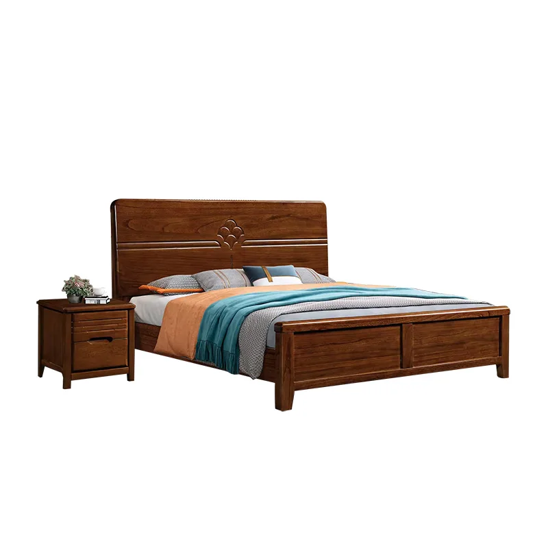 

Latest design modern solid wood beds bedroom set furniture high quality wooden bed-luxury-solid wood double bed